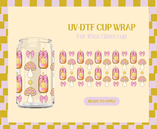 Cups and pink bows UV-DTF Wrap