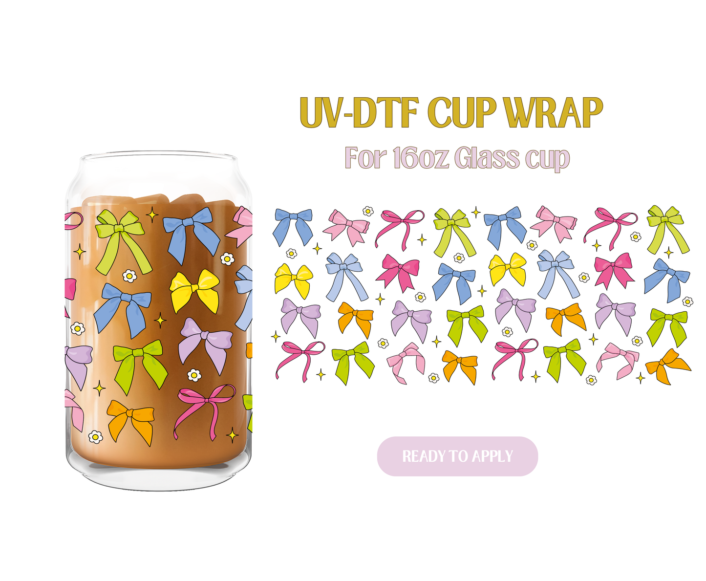 Cute Colorful Bright Bows UV-DTF Wrap