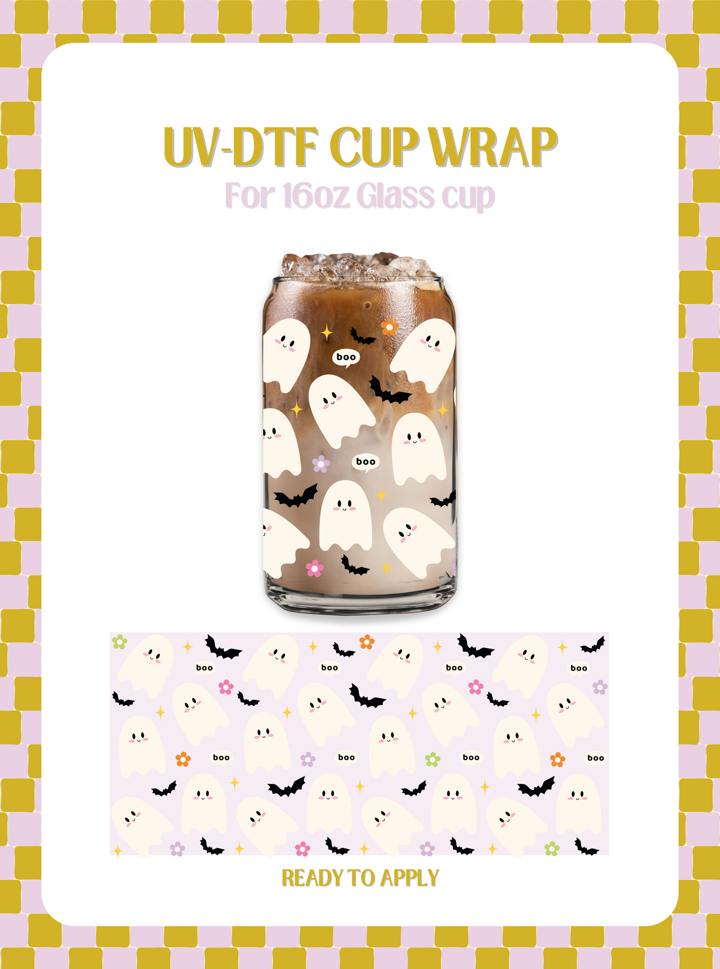 Cute Ghost cup UV-DTF Wrap