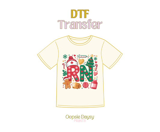 Cute RN Christmas DTF Transfer