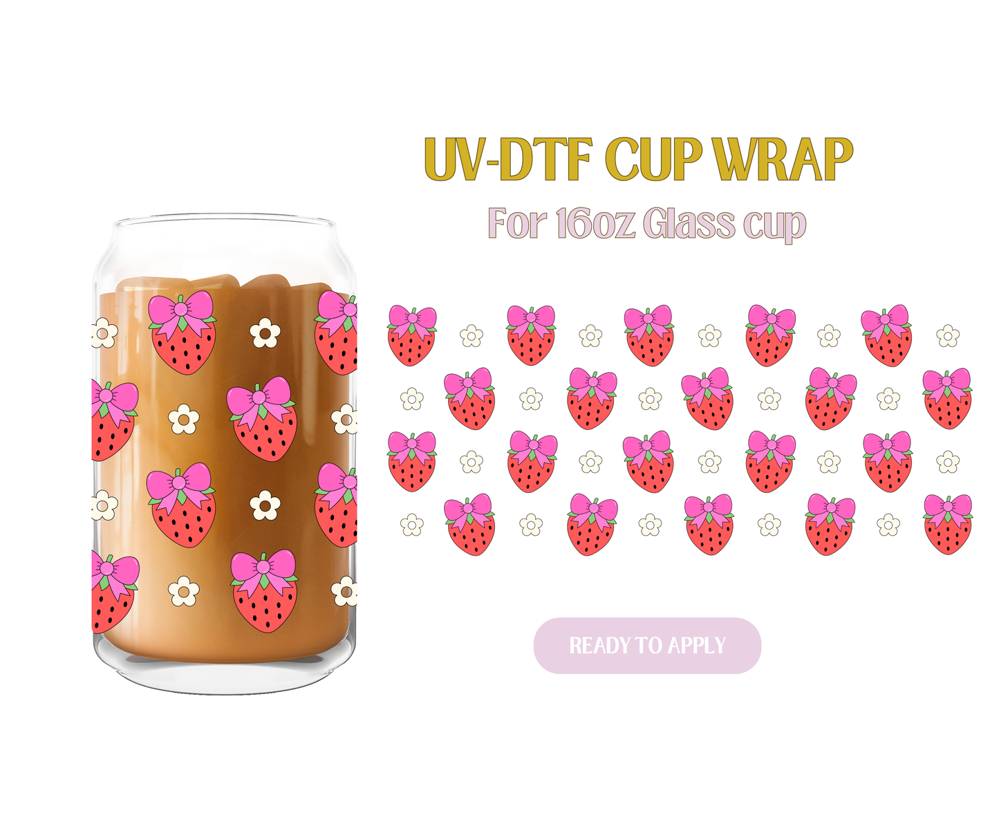 Cute Strawberry bows UV-DTF Wrap