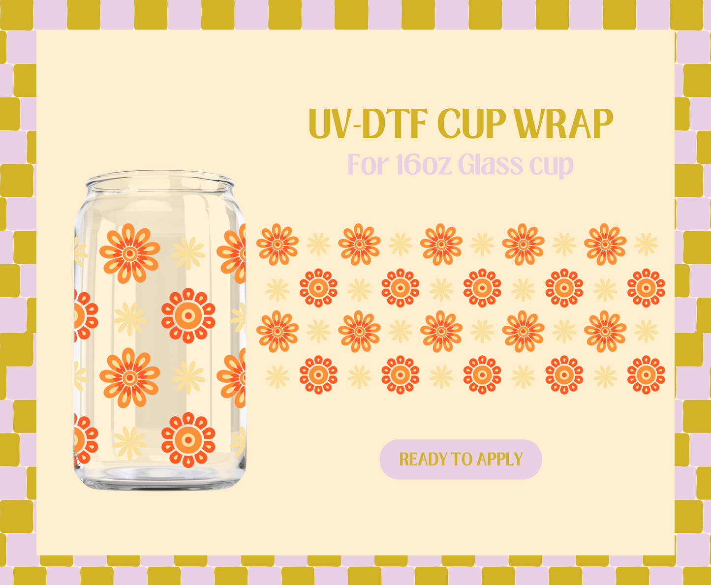 Cute Flowers Orange UV-DTF Wrap