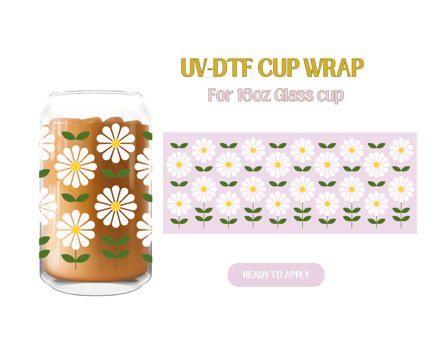 Daisies All Around White UV-DTF Wrap