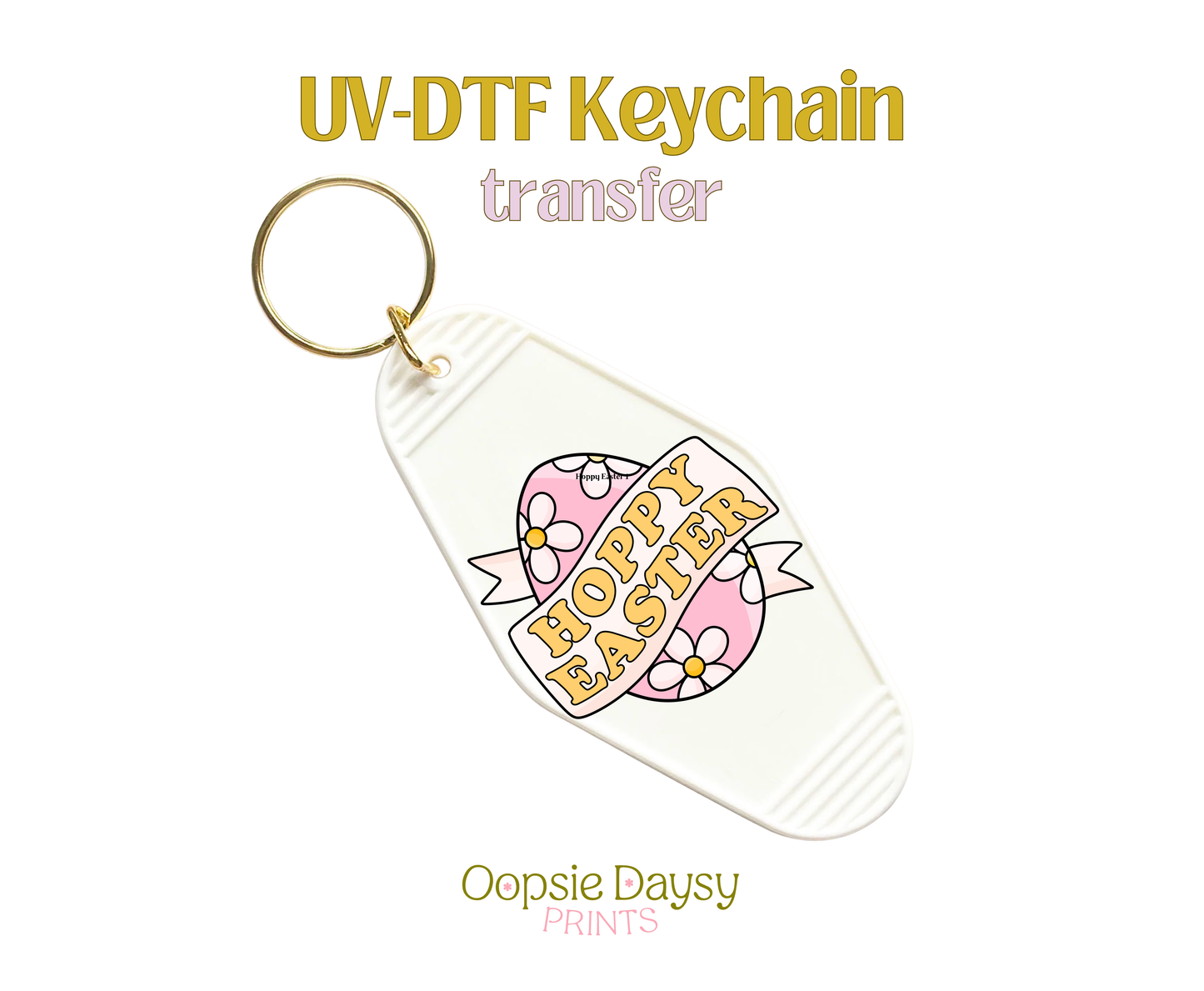 Daisy Hoppy Easter UV-DTF Keychain