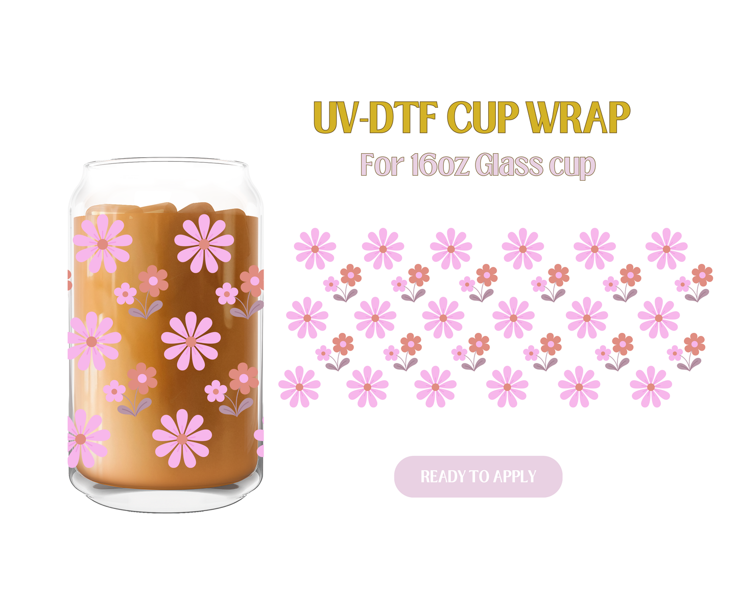 Daisy Muted Pink UV-DTF Wrap