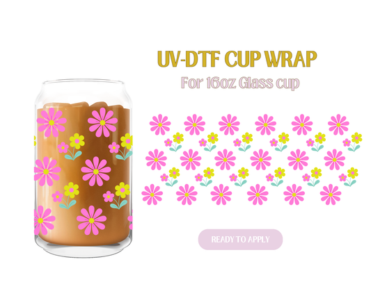 Daisy Pink Retro Spring UV-DTF Wrap