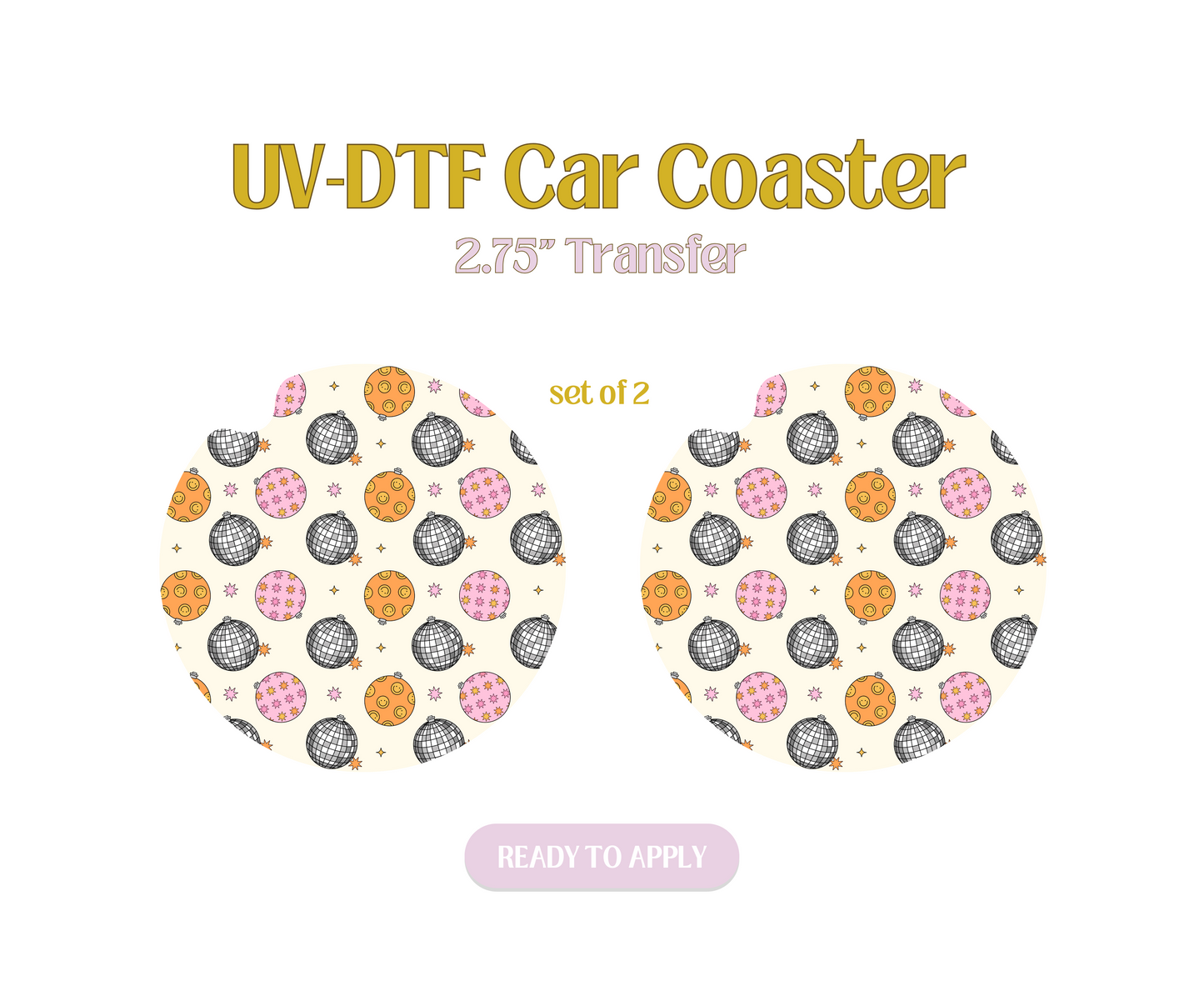 Disco Ornaments UV-DTF Car Coaster