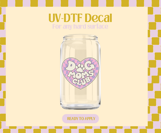 Dog mom club checkered heart UV-DTF Decal