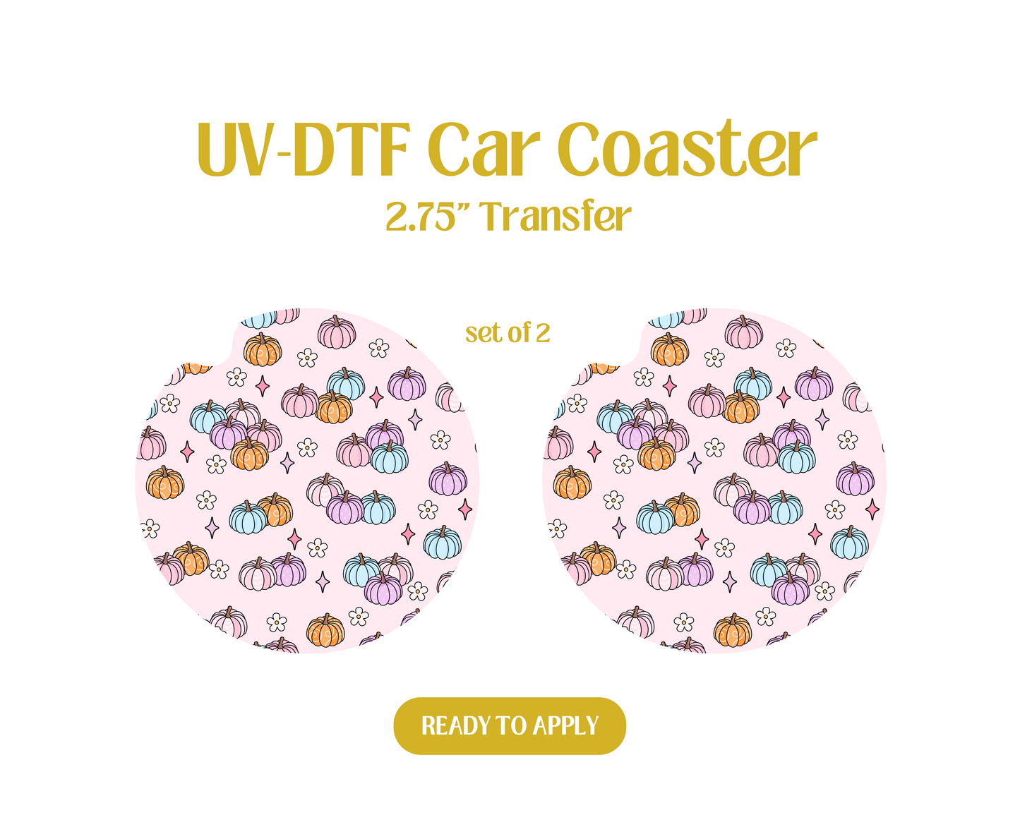 Dreamy Pumpkins & Daisies UV-DTF Car Coaster