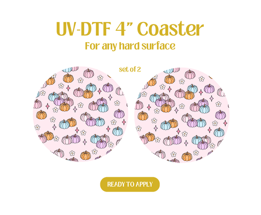 Dreamy Pumpkins & Daisies UV-DTF 4" Coaster