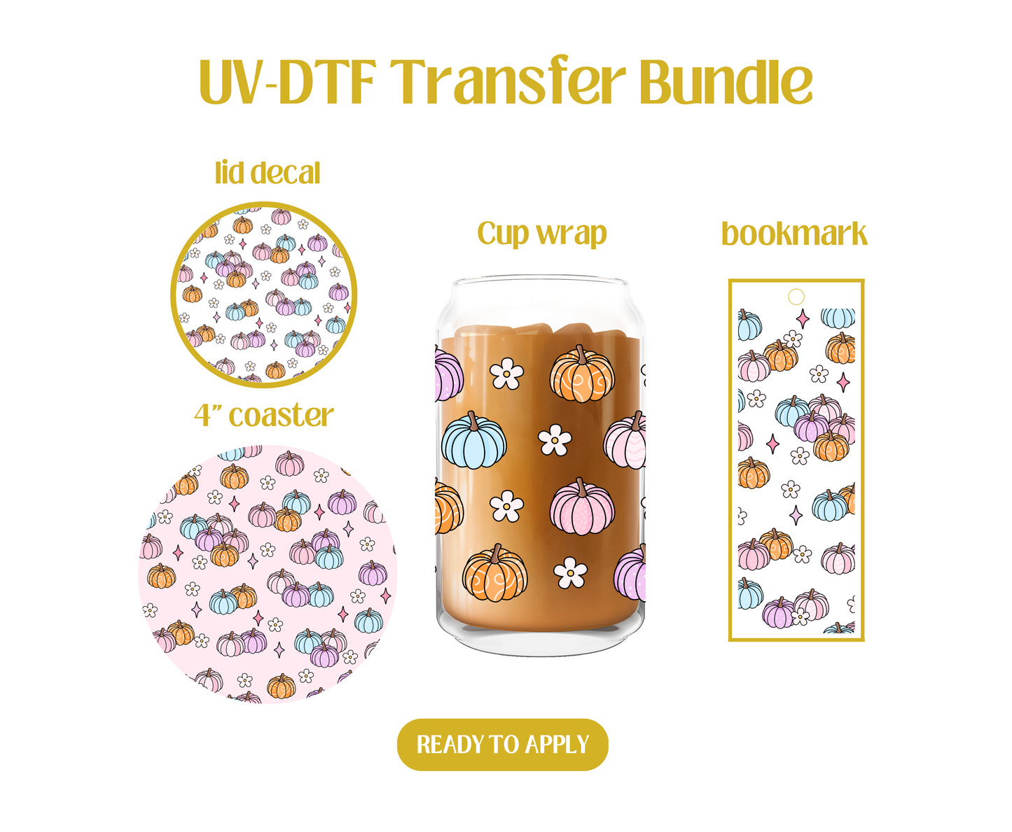 Dreamy Pumpkins & Daisies UV-DTF Transfer Bundle