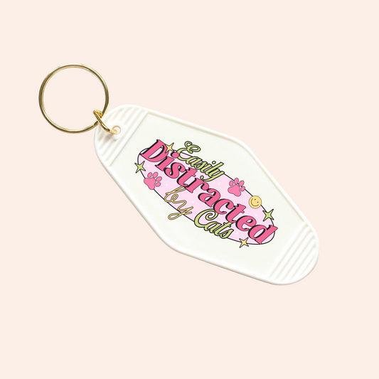 Easily Distracted by Cats UV-DTF Keychain