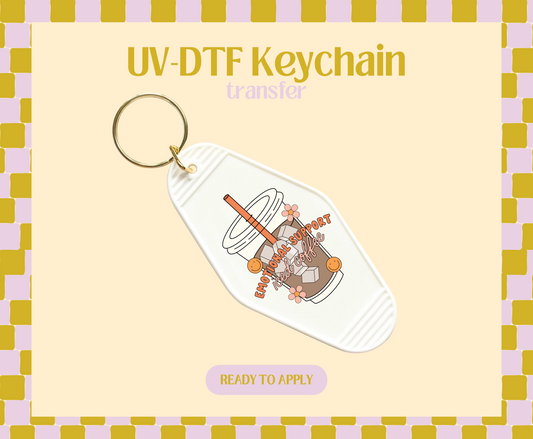 Emotional Support Iced Coffee UV-DTF Keychain