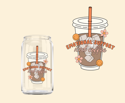 Emotional Support Iced Coffee UV-DTF Decal