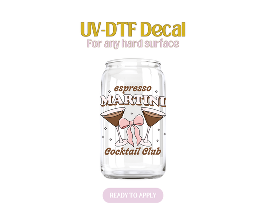 Espresso Martini Cocktail Club UV-DTF Decal
