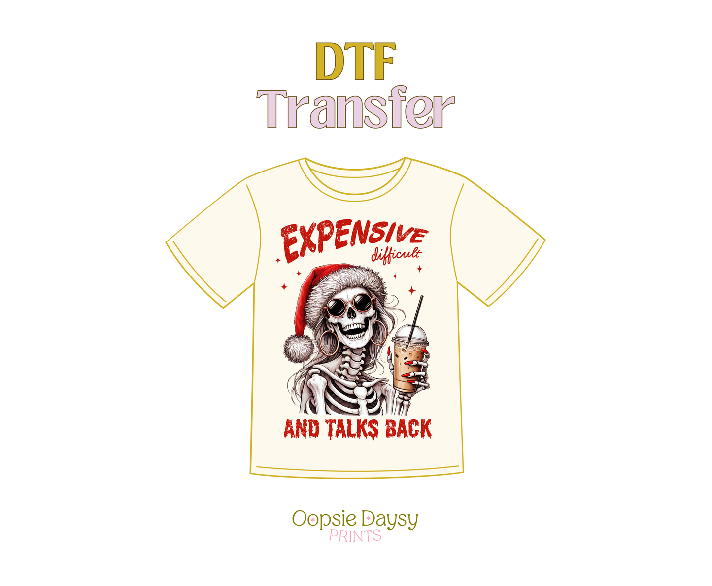 Expensive Xmas Skeleton DTF Transfer