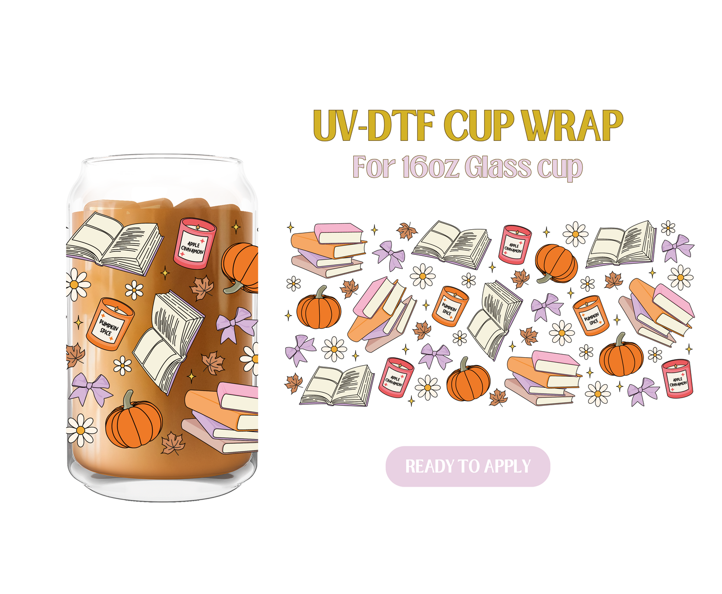 Fall Bookish Things UV-DTF Wrap