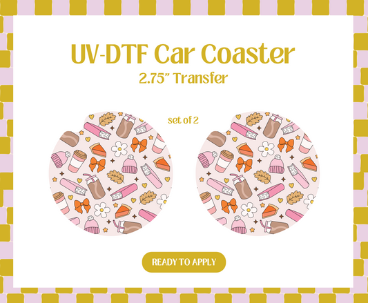 Fall Bookish UV-DTF Car Coaster