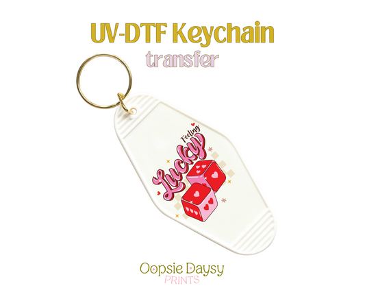 Feeling Lucky Valentine Dice UV-DTF Keychain