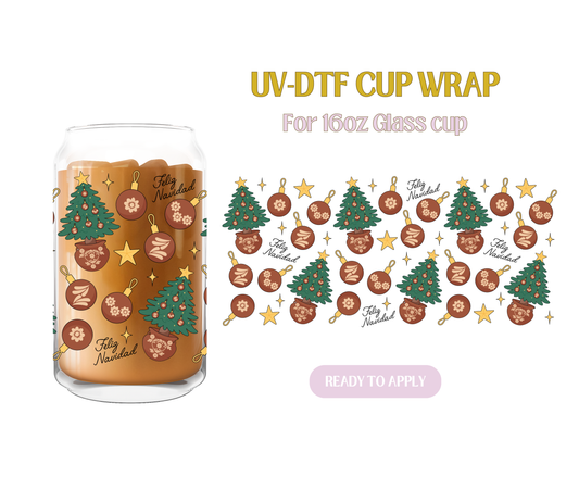 Feliz Navidad Brown UV-DTF Wrap