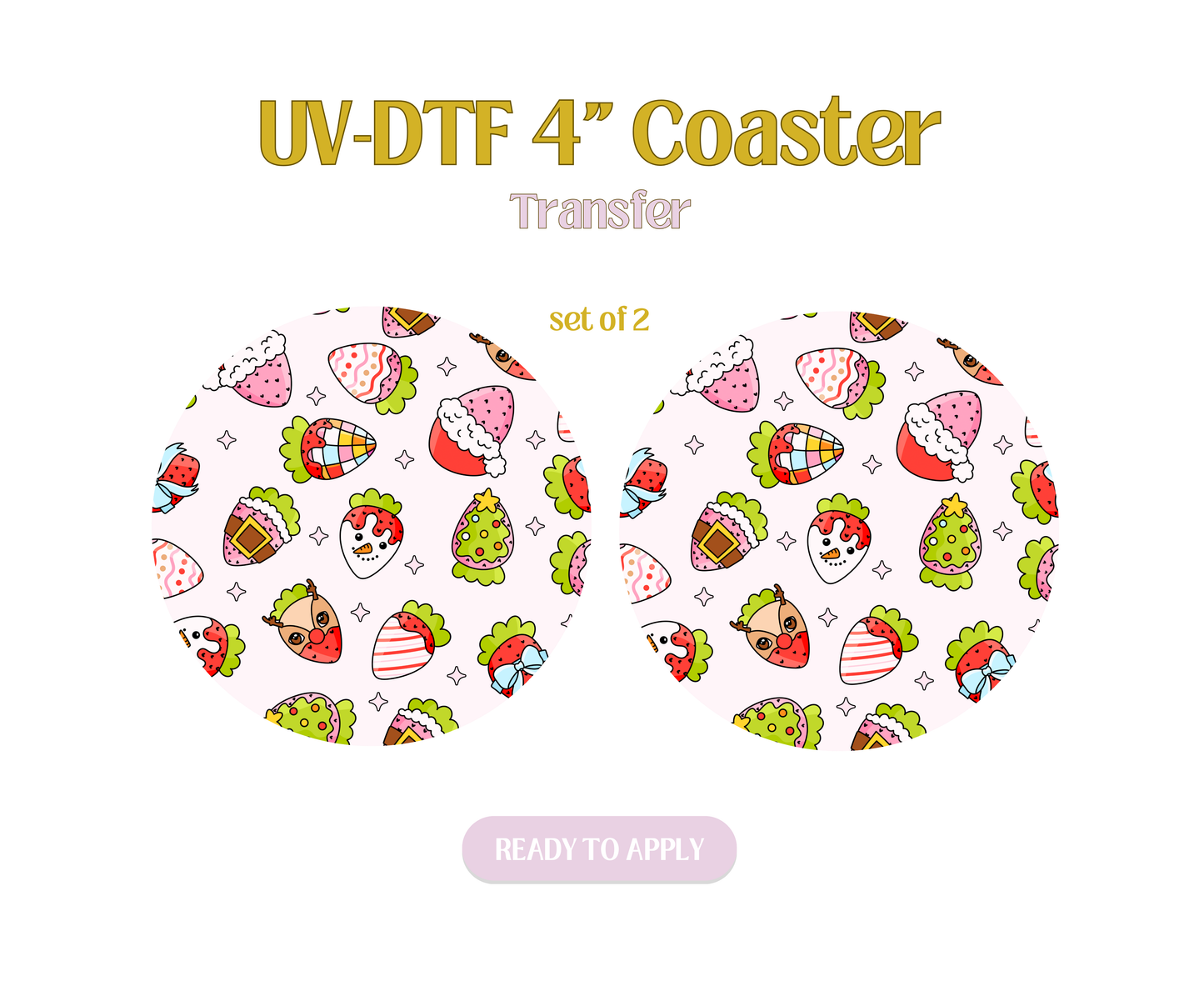 Festive Holiday Strawberries UV-DTF 4" Coaster