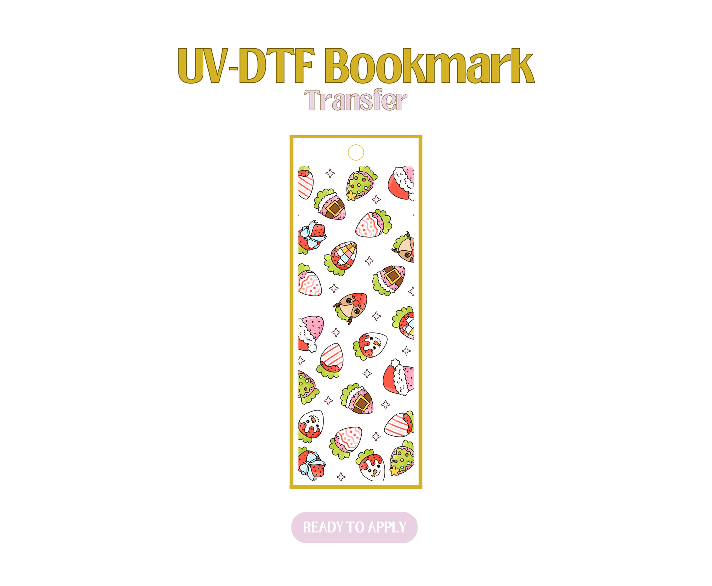 Festive Holiday Strawberries UV-DTF Bookmark