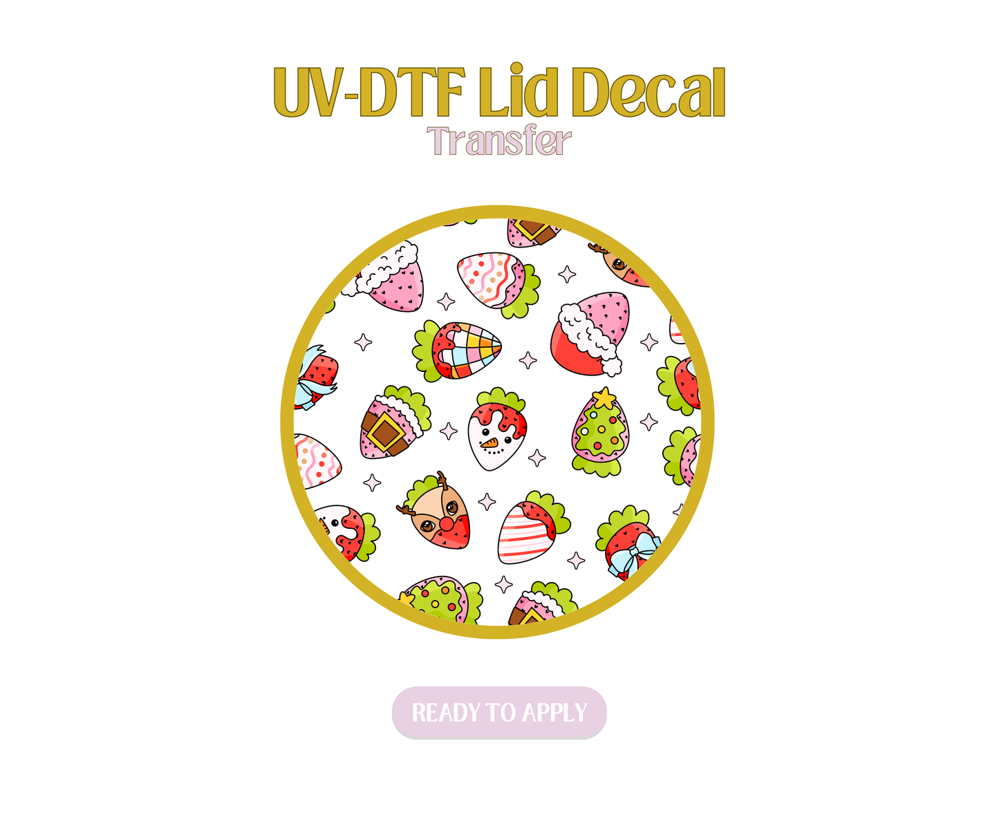 Festive Holiday Strawberries UV-DTF Lid Decal