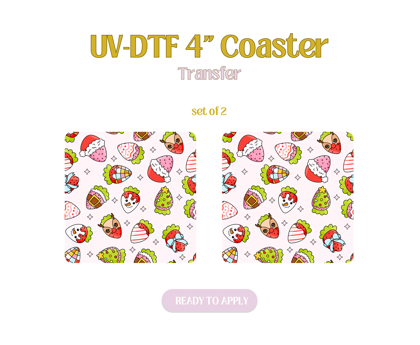 Festive Holiday Strawberries UV-DTF 4" Coaster