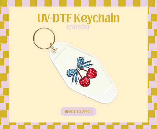 Festive Cherry Coquette UV-DTF Keychain