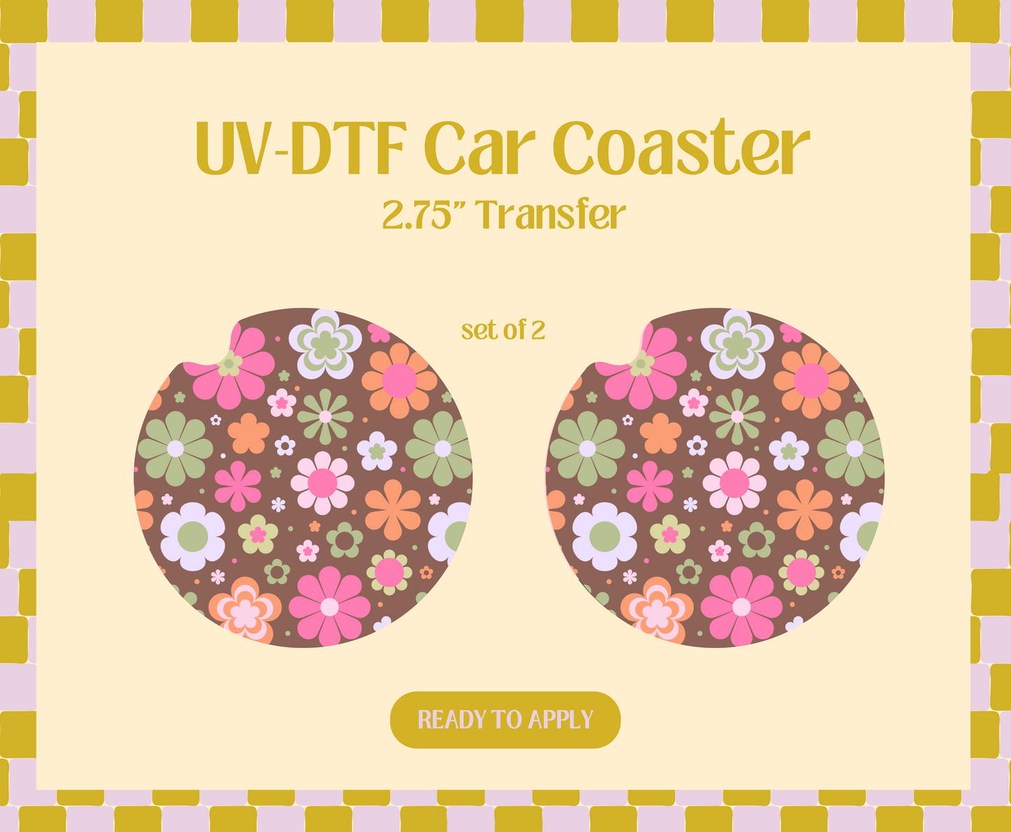 Flower Bloom UV-DTF Car Coaster