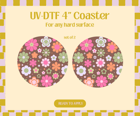 Flower Bloom UV-DTF 4" Coaster