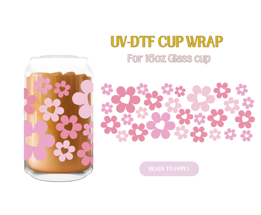 Flower Hearts UV-DTF Wrap