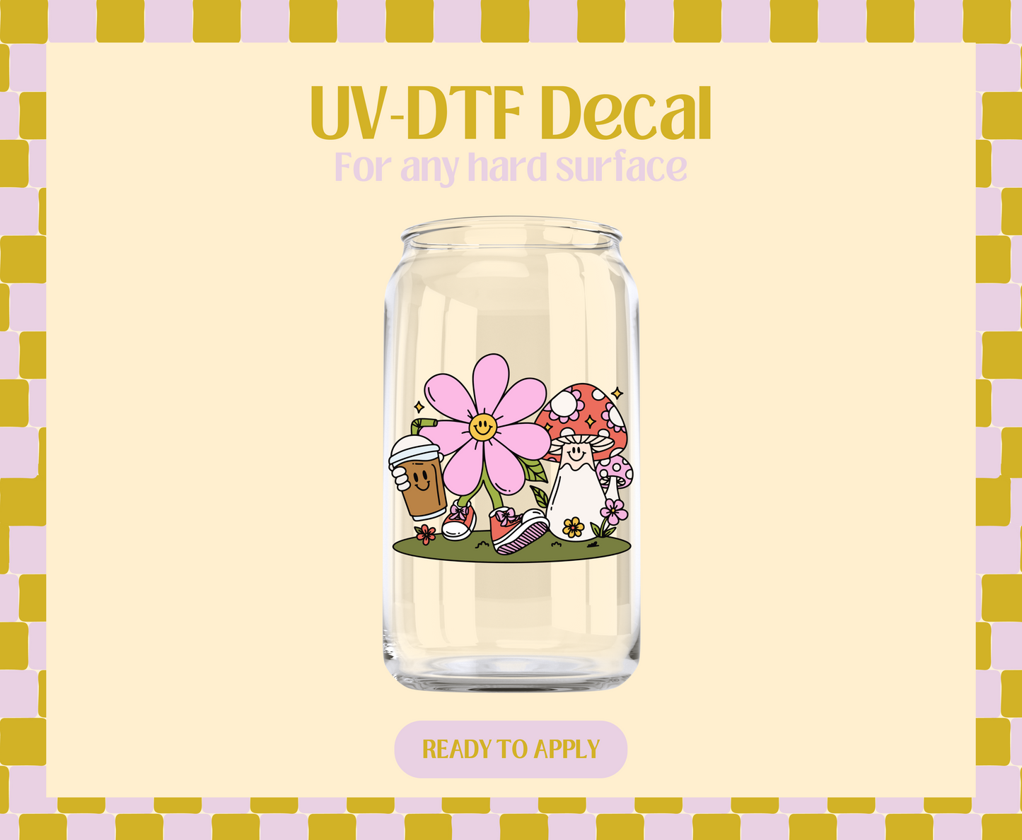 Flower mushie coffee run UV-DTF Decal