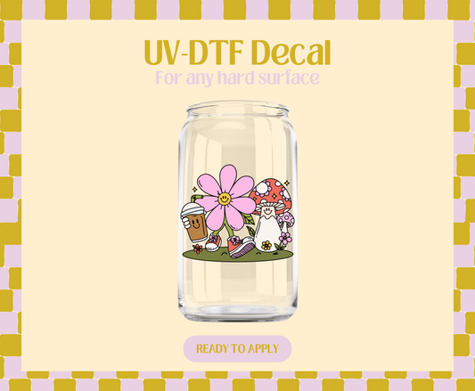 Flower mushie coffee run UV-DTF Decal