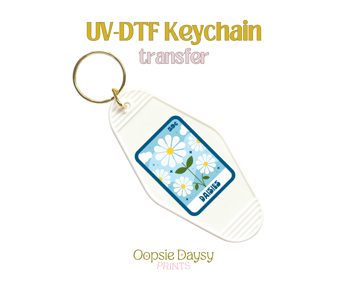 Flower Seeds Daisies UV-DTF Keychain