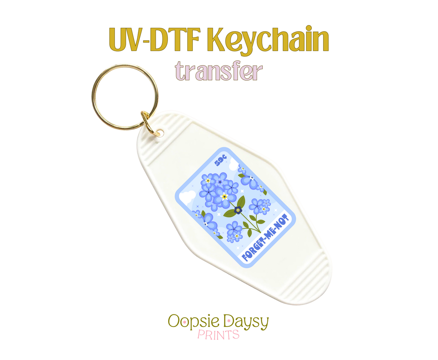 Flower Seeds Forget Me Not UV-DTF Keychain