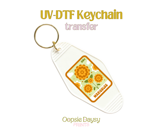 Flower Seeds Marigolds UV-DTF Keychain