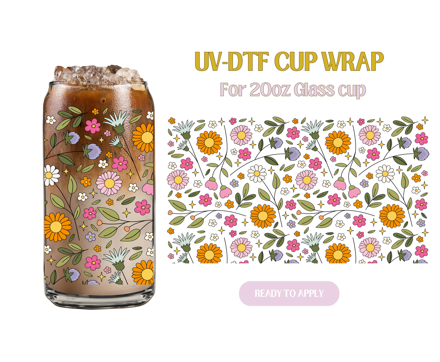 Flowers 20oz UV-DTF Wrap