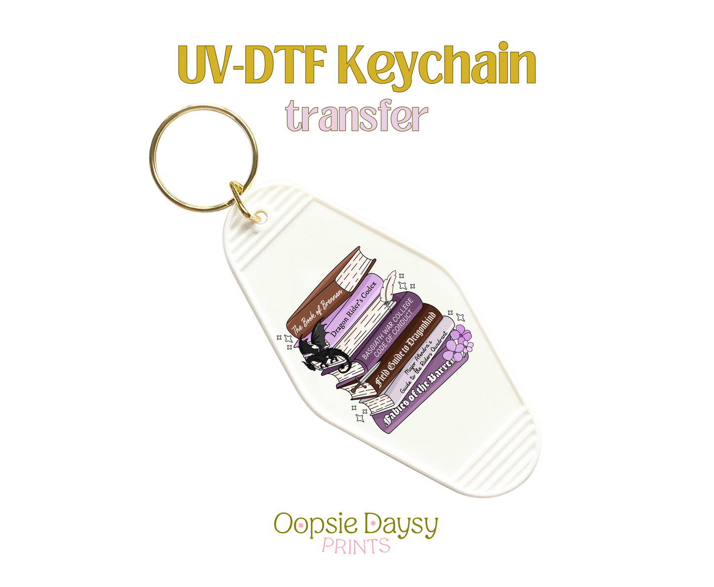 Fourth Wing Book Stack UV-DTF Keychain