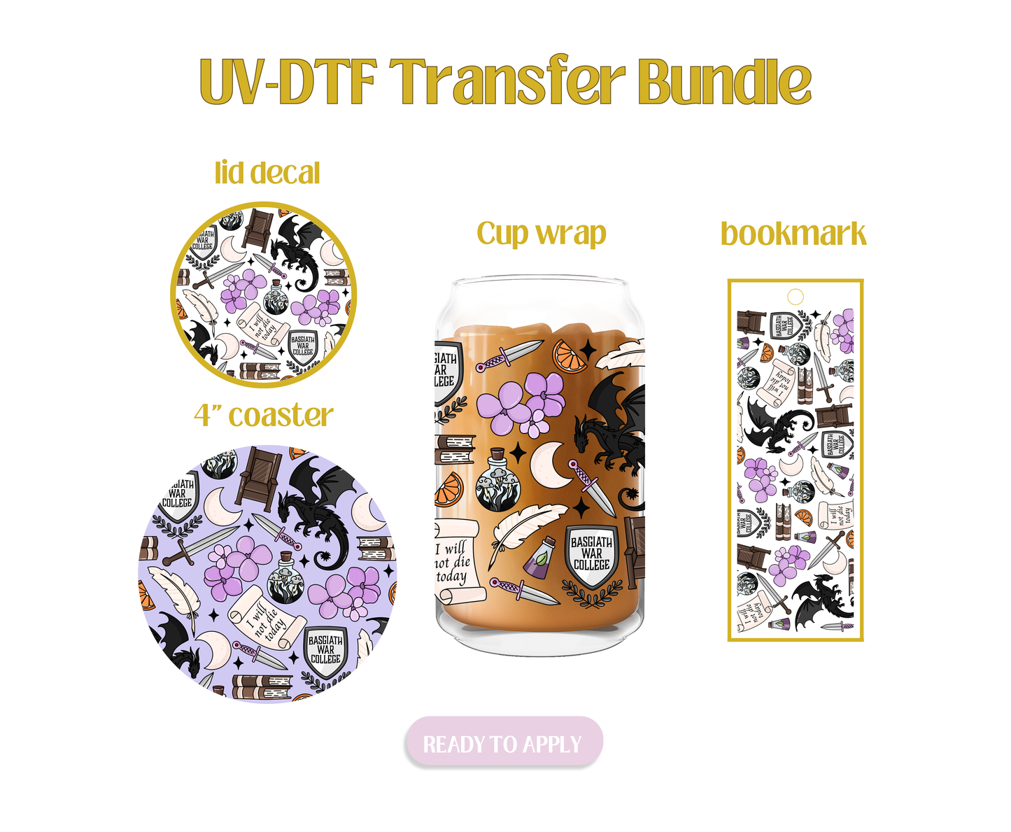 Fourth Wing UV-DTF Transfer Bundle