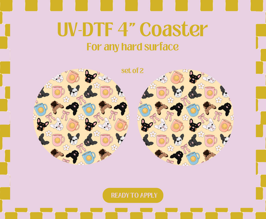 French Bulldogs UV-DTF 4" Coaster