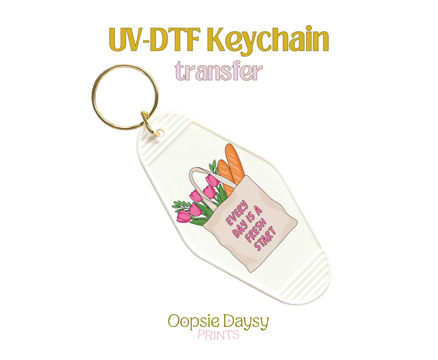 Fresh Start Market Bag UV-DTF Keychain