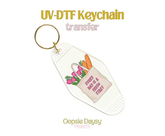 Fresh Start Market Bag UV-DTF Keychain