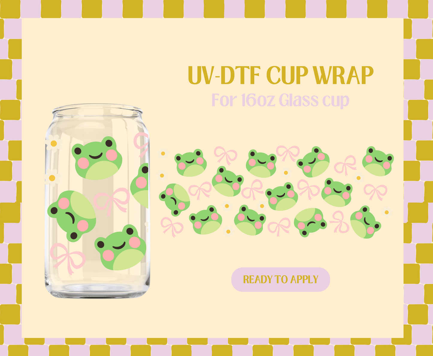 Frog and bows UV-DTF Wrap