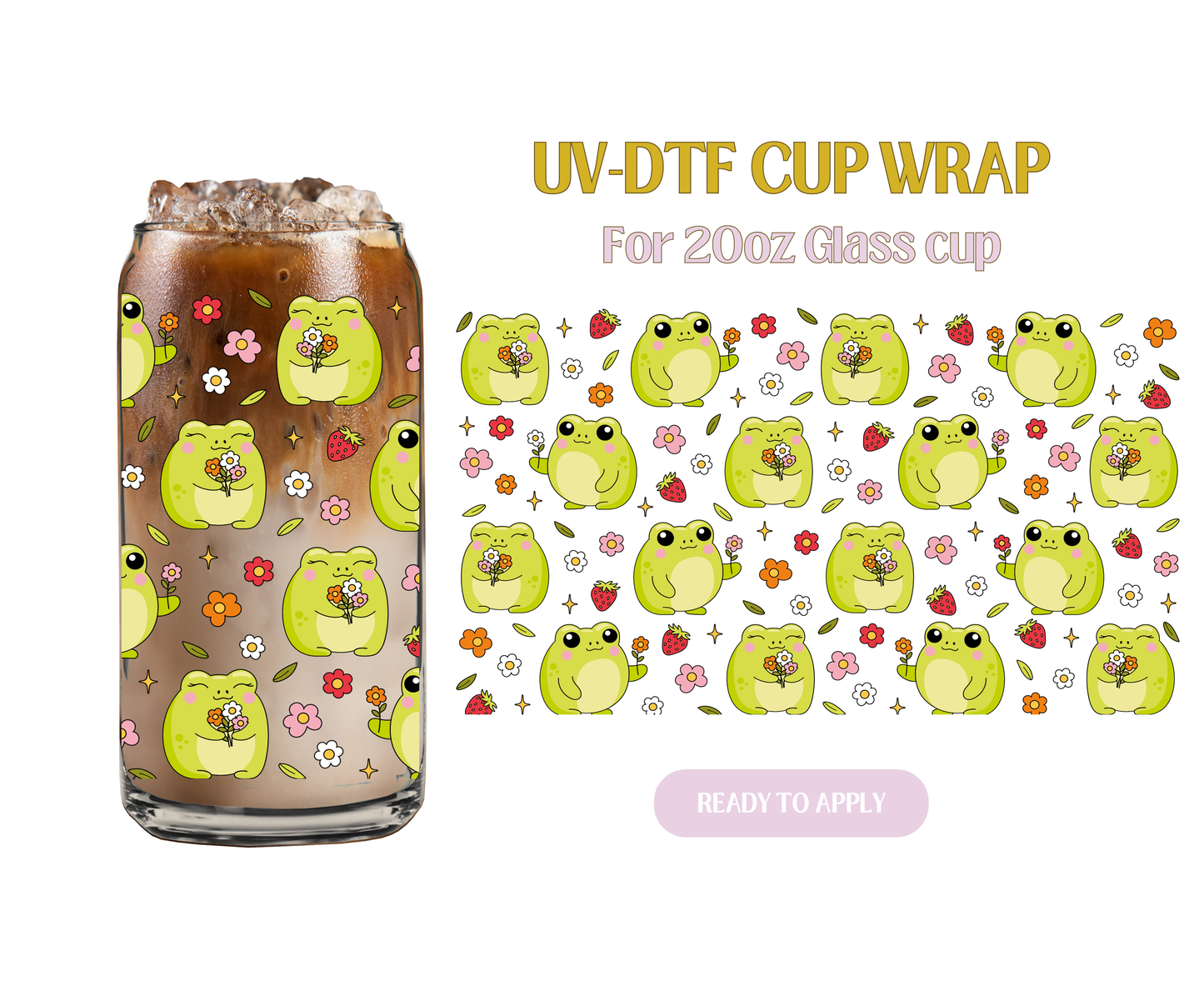 Froggies and Flowers 20oz UV-DTF Wrap