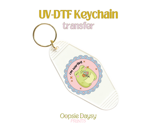 Froggy Doodle I'm Worthy UV-DTF Keychain