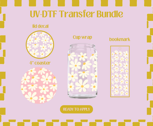 Fun White Daisies UV-DTF Transfer Bundle