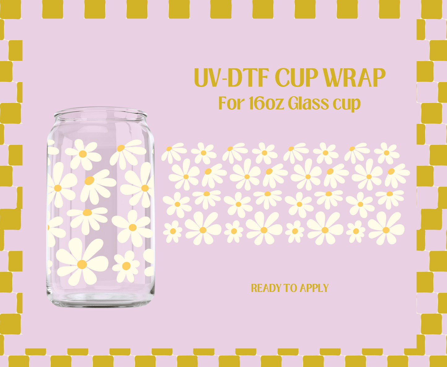 Fun White Daisies UV-DTF Wrap