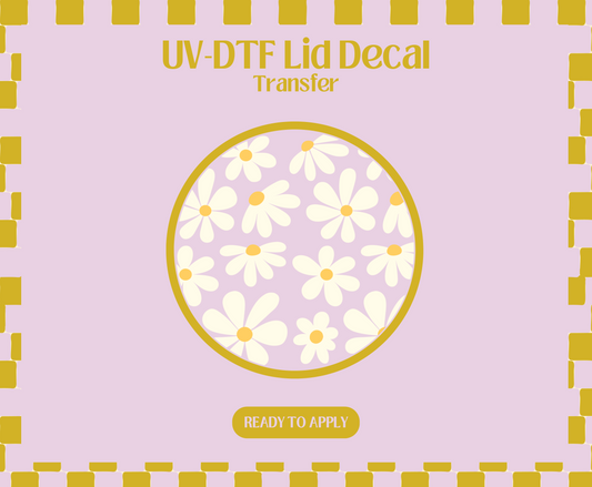 Fun White Daisies UV-DTF Lid Decal