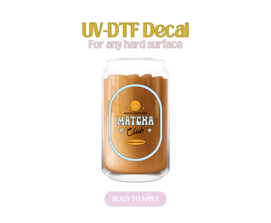 GM Matcha Club Blue UV-DTF Decal